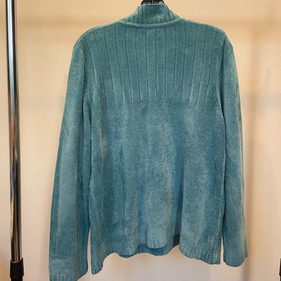 Karen Scott Cozy Teal Quarter Zip Pullover Sweater - Picture 2 of 5